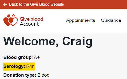 Blood.co.uk Serology Rh Phenotype Display screenshot 1