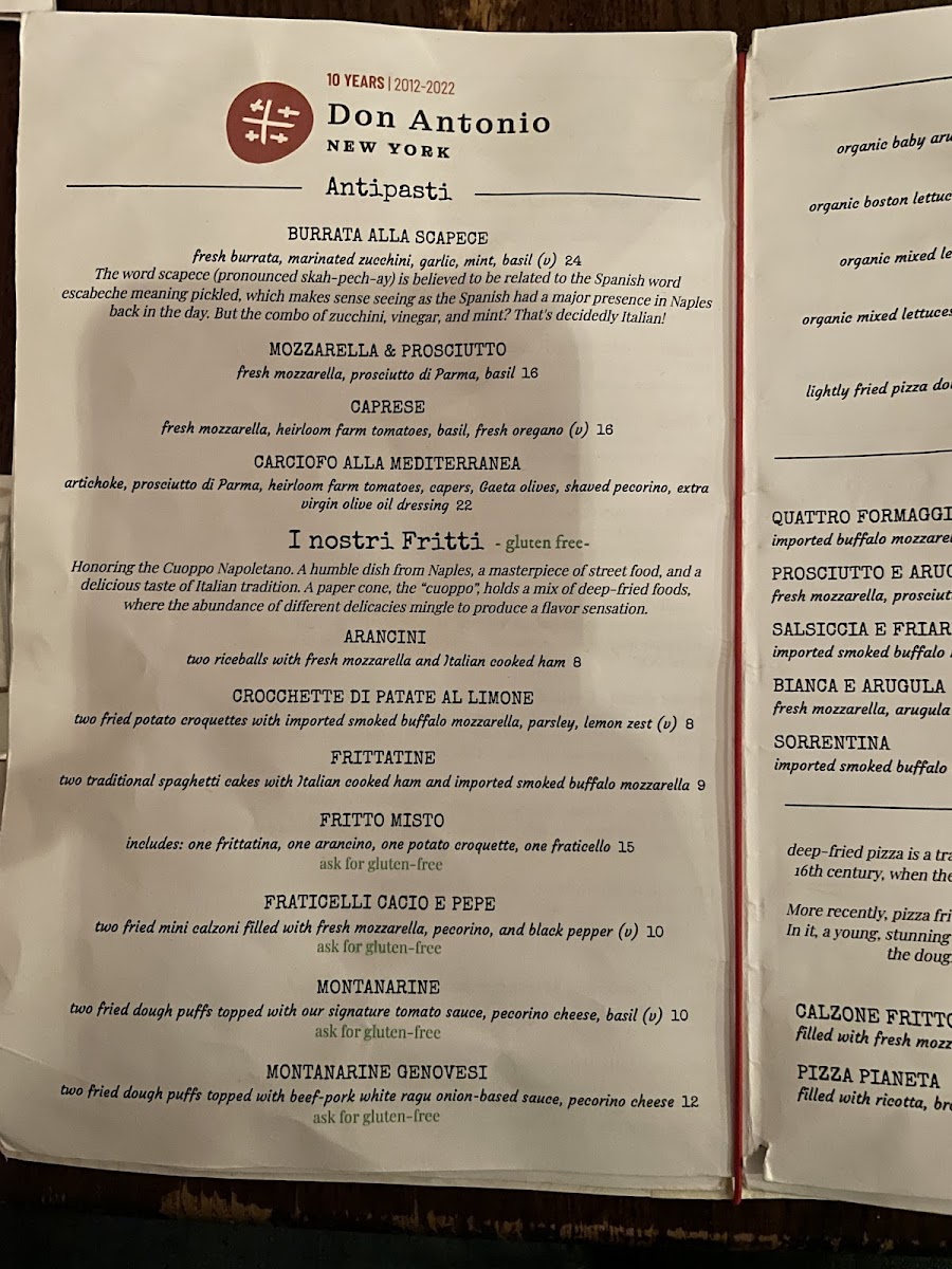 Don Antonio gluten-free menu