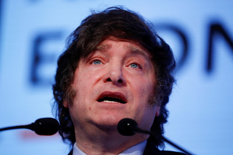 Argentinian president elect Javier Milei in Buenos Aires, Argentina, August 24 2023. Picture: AGUSTIN MARCARIAN/REUTERS