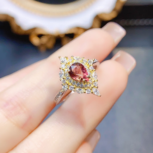 Title 3, Natural Tourmaline Ring S925 Silver Inlaid, Mai...