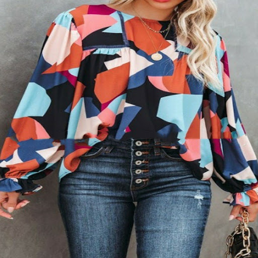 Title 3, Fashion Ruffles Puff Sleeve Shirt. Elevate your...