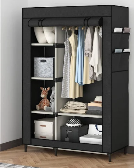 Canvas Wardrobe Portable Closet Wardrobe Clothes Storage ... - 0