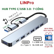 Cổng Chia Usb 3.0/Hub Type C All In 1 Hub Usb Mở Rộng 7 Cổng Kết Nối Đa Năng Cho Máy Tính Laptop Và Pc - Linpro