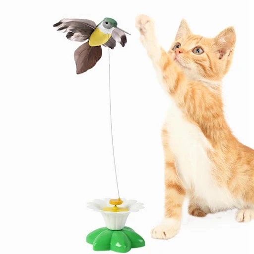 Electric Cat Teaser Toy Hummingbird Shape Interactive Cat Teaser Toy 360 Degrees Rotatable Funny Pet Supplies For Cat Tr