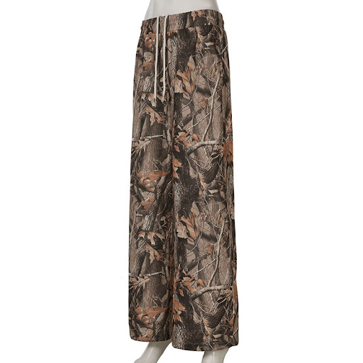Title 10, Retro Branch Print Loose Low Waist Elastic Draw...