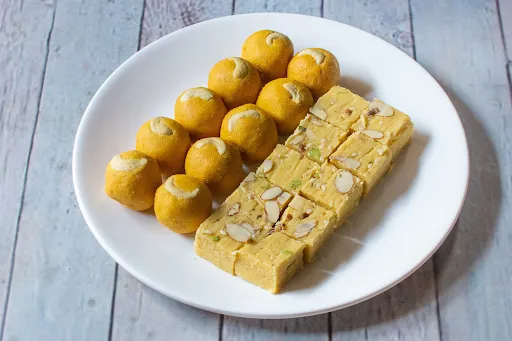 Moong Laddu [10 Pieces] With Soan Papdi [10 Pieces]