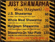 Just Shawarma menu 1