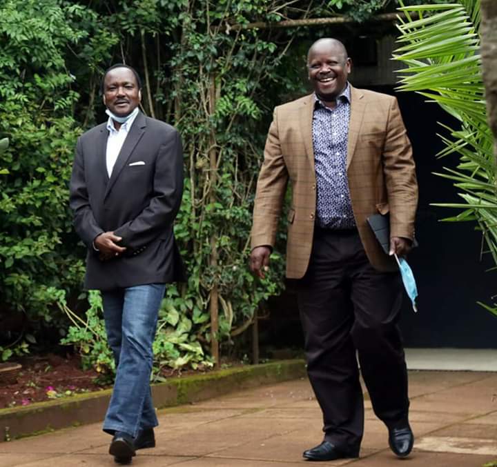 Wiper leader Kalonzo Musyoka when hosted his Chama Cha Mashinani counterpart Isaac Rutto on May 21, 2020.