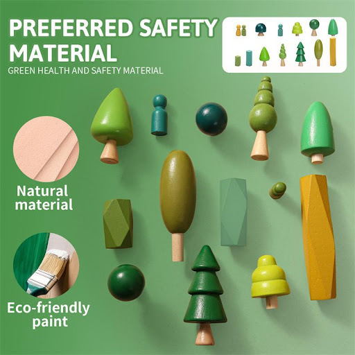 Title 3, Wooden Balance Decoration Green Forest Bricks P...