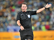 Referee Daniel Bennett during the 2017 MTN8 football match between Cape Town City and Supersport United at Moses Mabhida Stadium, Durban on 14 October 2017.