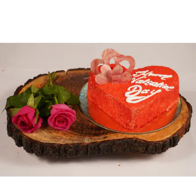 Proposing Valentines Red Velvet Heart Cake Eggless