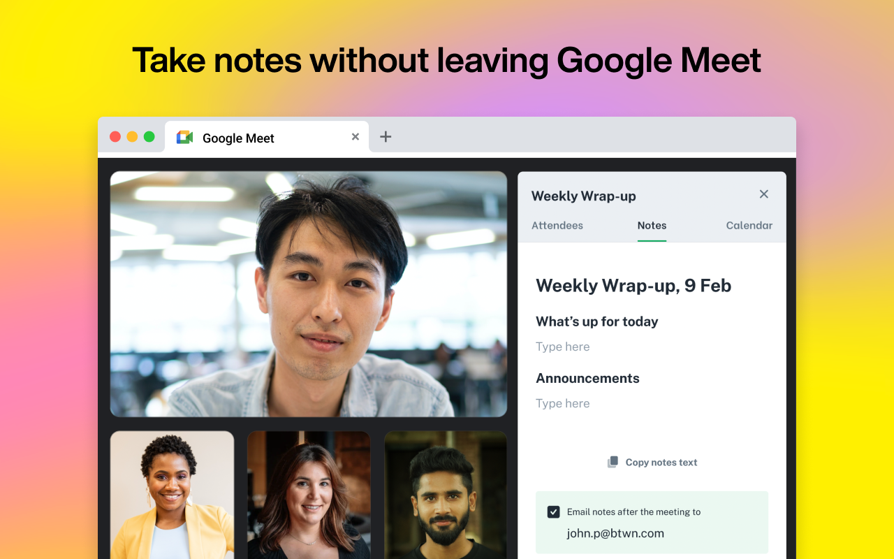 Google Meet Notes, Agendas, Timer & Analytics Preview image 3