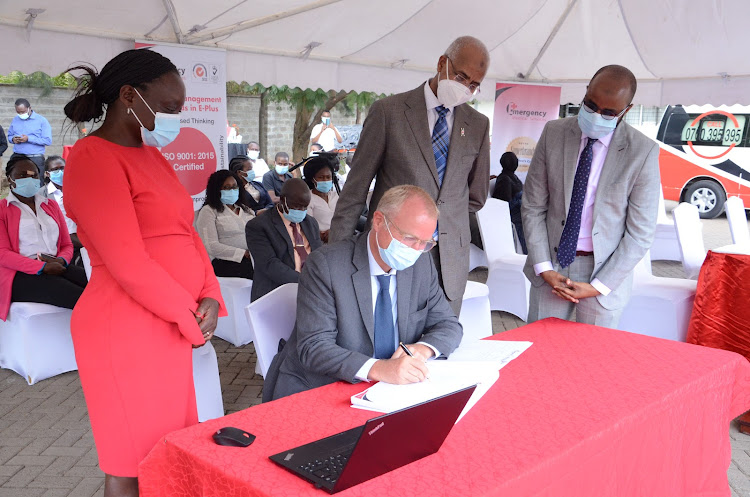 Ambassador, Embassy of Switzerland, H.E Valentin Zellweger on the occasion of hand over of the portable isolation chambers