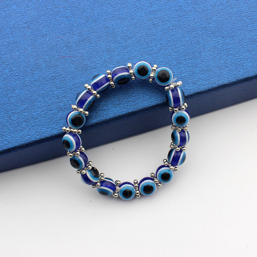 Title 2, 8mm Resin Two Eyes Blue Devil Bracelet, Protect...