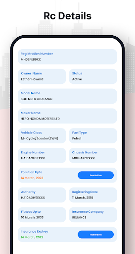 Screenshot RTO Vehicle Information