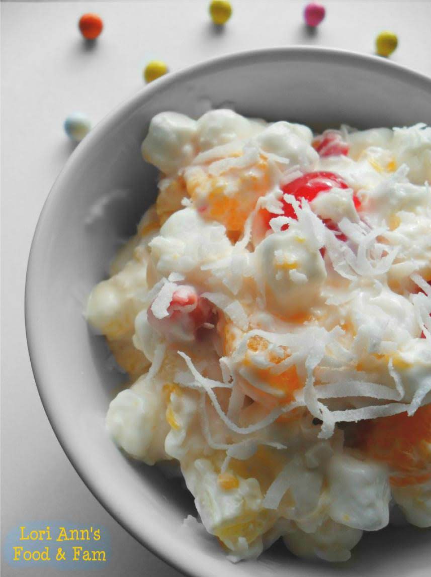 Mom's Best Marshmallow & Coconut Fruit Salad Recipe | Just A Pinch