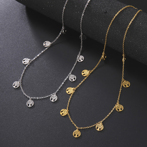 Title 5, Curved Tree Fashion Simple Stainless Steel Neck...