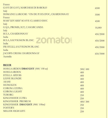 The Circle Bar, The Lalit menu 