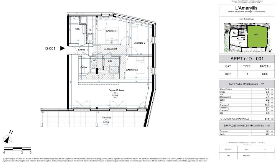 Vente appartement 4 pièces 88 m² à Nantes (44000), 499 000 €