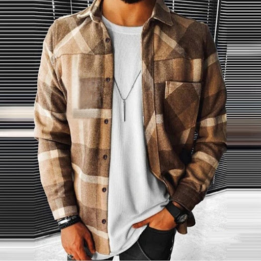Title 6, New Mens Color Matching Plaid Printed Shirt. S...