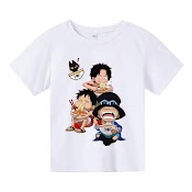 Áo Thun Cho Bé, Áo Thun Trẻ Em One Piece Chibi, 4 Màu, Có Size Người Lớn, Anam Store