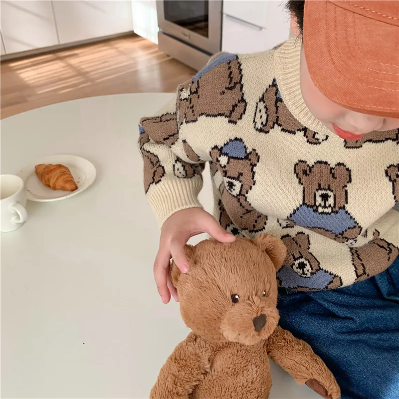 Sweat-shirt Enfant Ours Dessin Animé Unisexe Vêtement pour Enfants Confortable et Chaud Idéal pour Usage Quotidien et Cadeau Parfait
