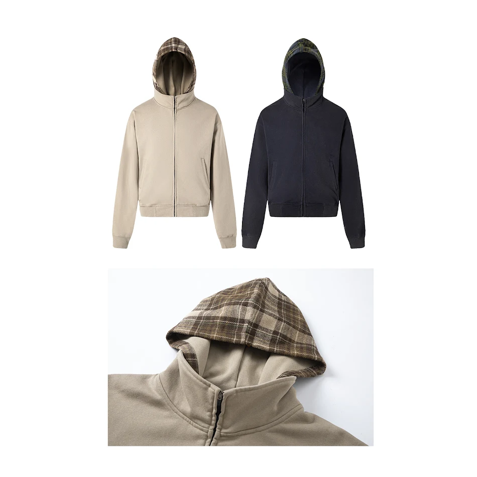 Felpa con cappuccio e pile a quadri da donna, casual. Calda, confortevole e alla moda, perfetta per un look rilassato e per affrontare le giornate fresche.