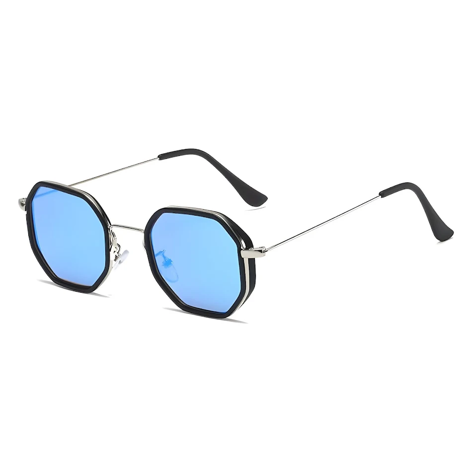 Gafas de sol unisex con montura grande y aspecto delgado, protección UV, estilo retro metal racket. Disfruta del sol con estilo.