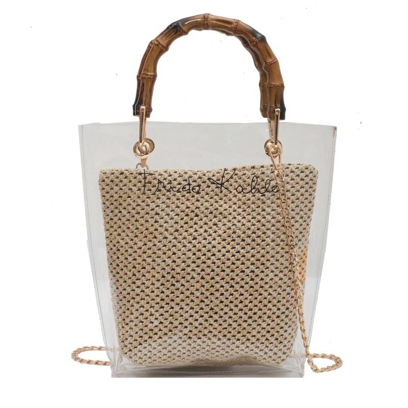 Title 4, Bolsa de bambu transparente, grande capacidade,...