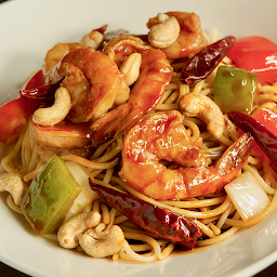 Kung Pao Shrimp Spaghetti