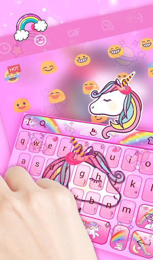 Lovely Cuteness Pink Unicorn Keyboard Theme