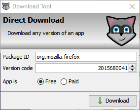 APK version direct download tool screen