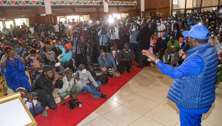 ODM party leader Raila Odinga during the mass voter registration launch on January 18, 2022.