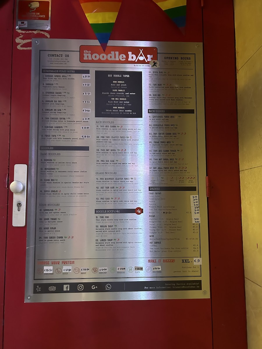 The Noodle Bar gluten-free menu