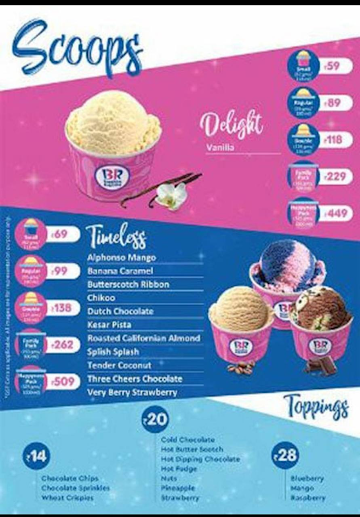 Baskin Robbins menu 