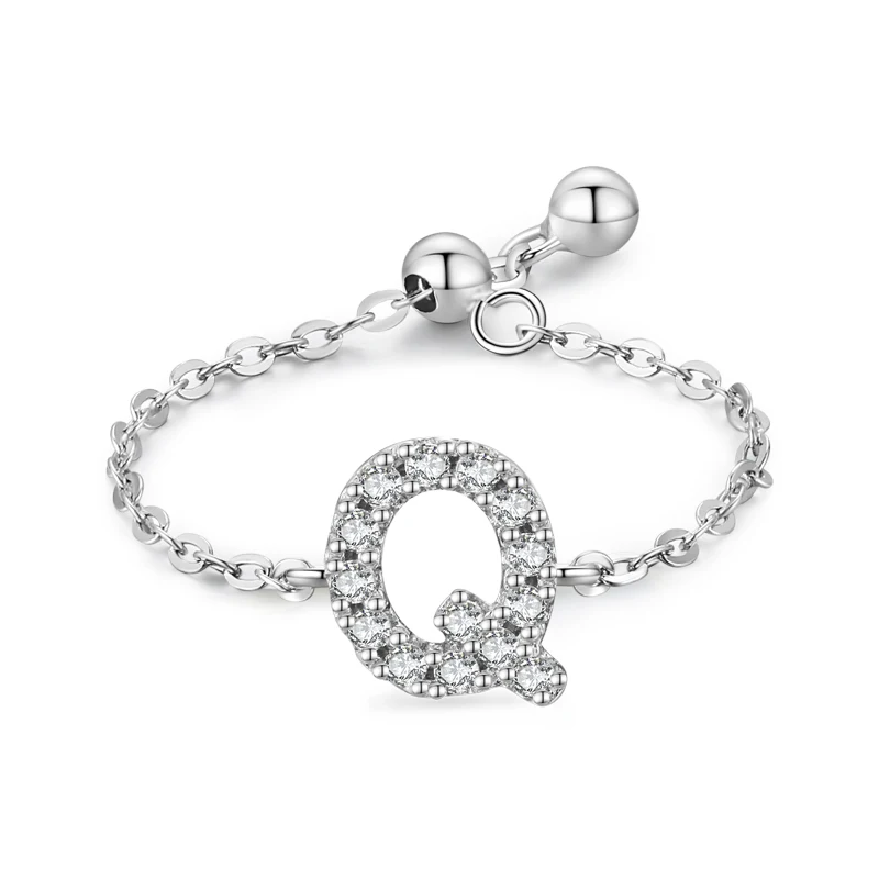 Bague Chaîne avec Lettres pour Femme, Design de Mode Niche, Anneau Fin Amour, Bijoux. Le cadeau idéal pour exprimer votre amour.