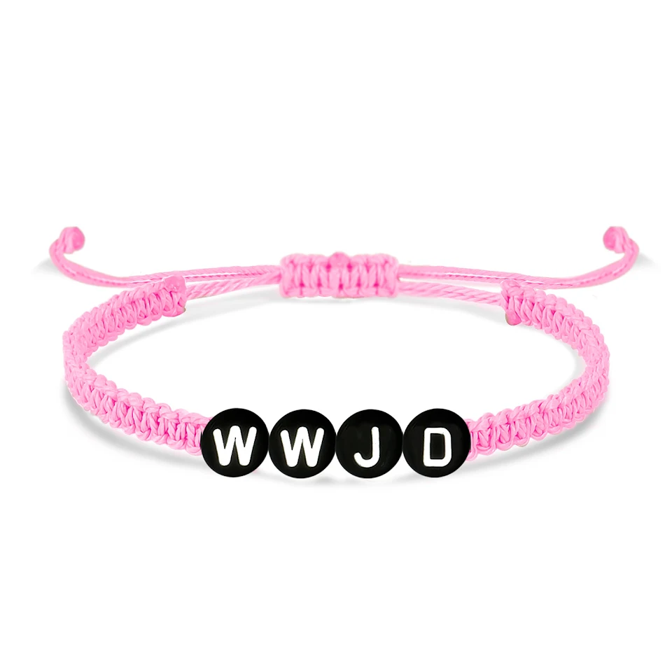 Pulseira de tecelagem manual com letras WWJD. Leve a mensagem que inspira diariamente. Presente especial e com significado.