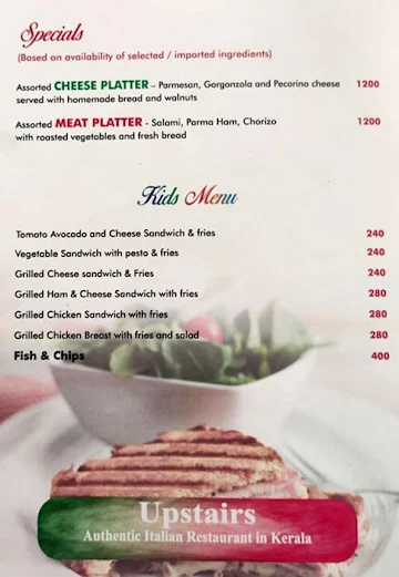 Upstairs menu 