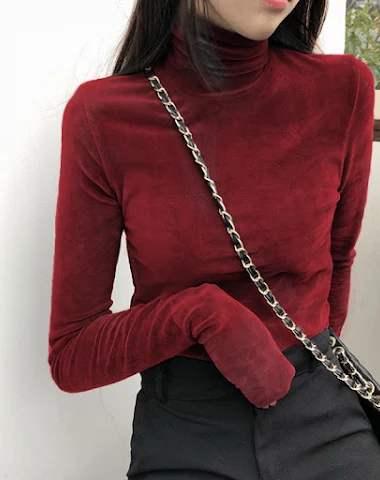 Chemise à col roulé en velours doré - 2