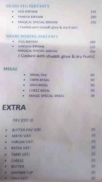 Magical Biryani menu 