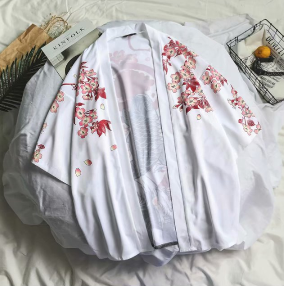 Verano delgado retro ukiyo-e dibujo suelto túnicas kimono marea mar masculina viento camisa de siete puntos de siete puntos