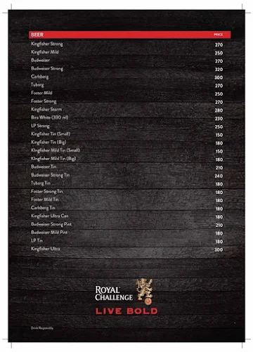 Highway Bar & Restaurant menu 