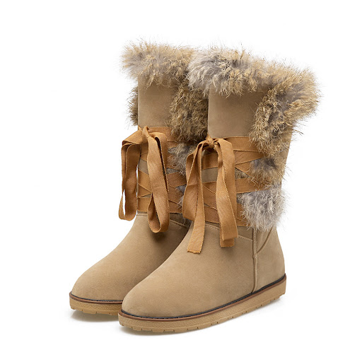 Title 2, Real rabbit fur flat ankle boots. Experience lu...