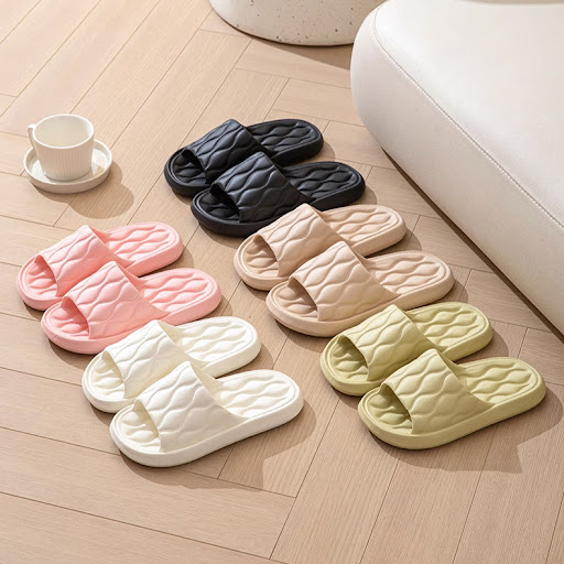 Title 2, Ripple Style House Slippers EVA Soft Bathroom S...