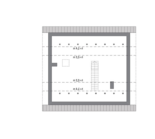 Miarodajny - wariant XIV wersja 1 - C333ov1 - Rzut poddasza  do indywidualnej adaptacji (43,3 m2 powierzchni użytkowej)