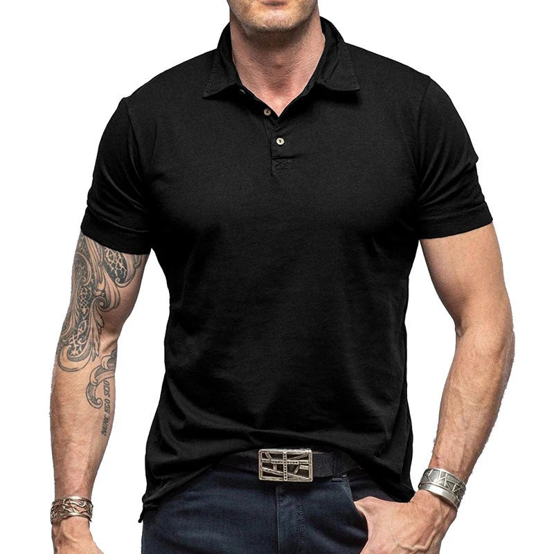 Heren effen gekleurde polo met korte mouwen, ideaal voor een casual en comfortabele look. Veelzijdig en ademend T-shirt voor mannen.