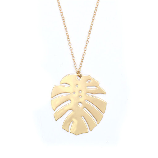 Title 3, Lady Leaf Shape Pendant Necklace