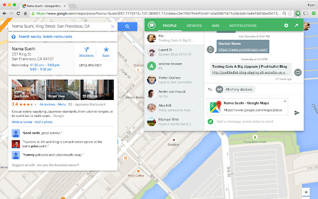 Pushbullet chrome extension