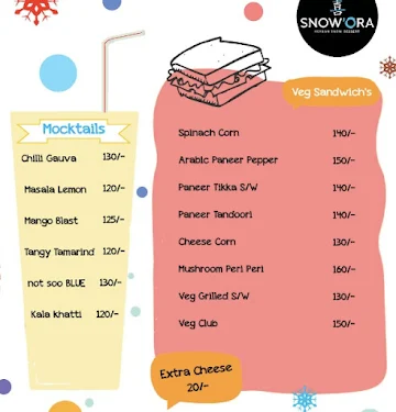 Snow'Ora menu 