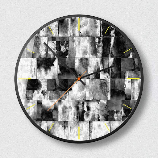 Title 3, Abstract Art Wall Clock, Creative Fashion Decor...